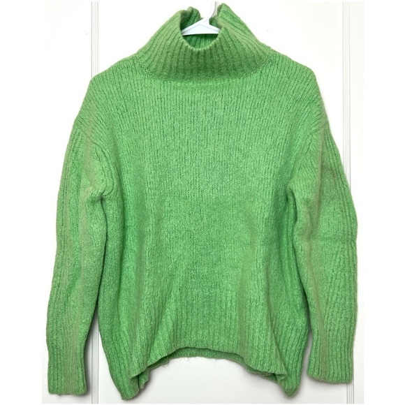 ALC Mint Alpaca Merino Wool Knit Oversized Slouchy Pullover Turtleneck Sweater S - Picture 10 of 16
